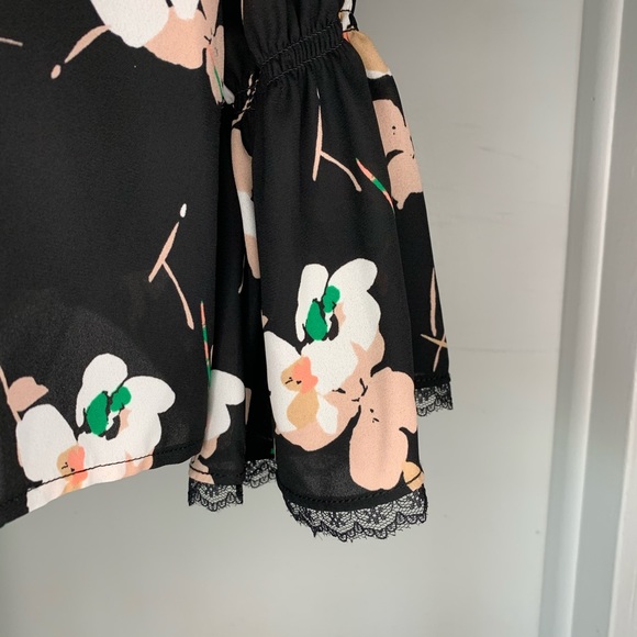 Karl Lagerfeld Long Sleeve Floral Top SZ S - Picture 6 of 11